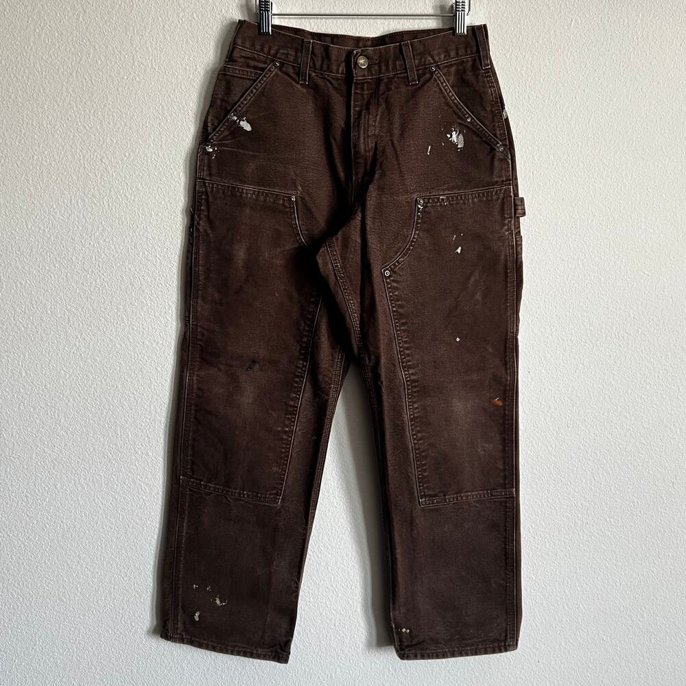 Carhartt B136 DKB brown double knee work wear carpenter pants painted